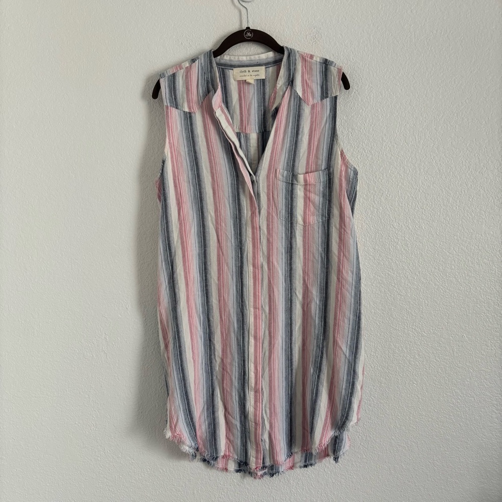 Cloth & Stone Women's Size Medium Multicolor Striped Sleeveless Tunic Dress